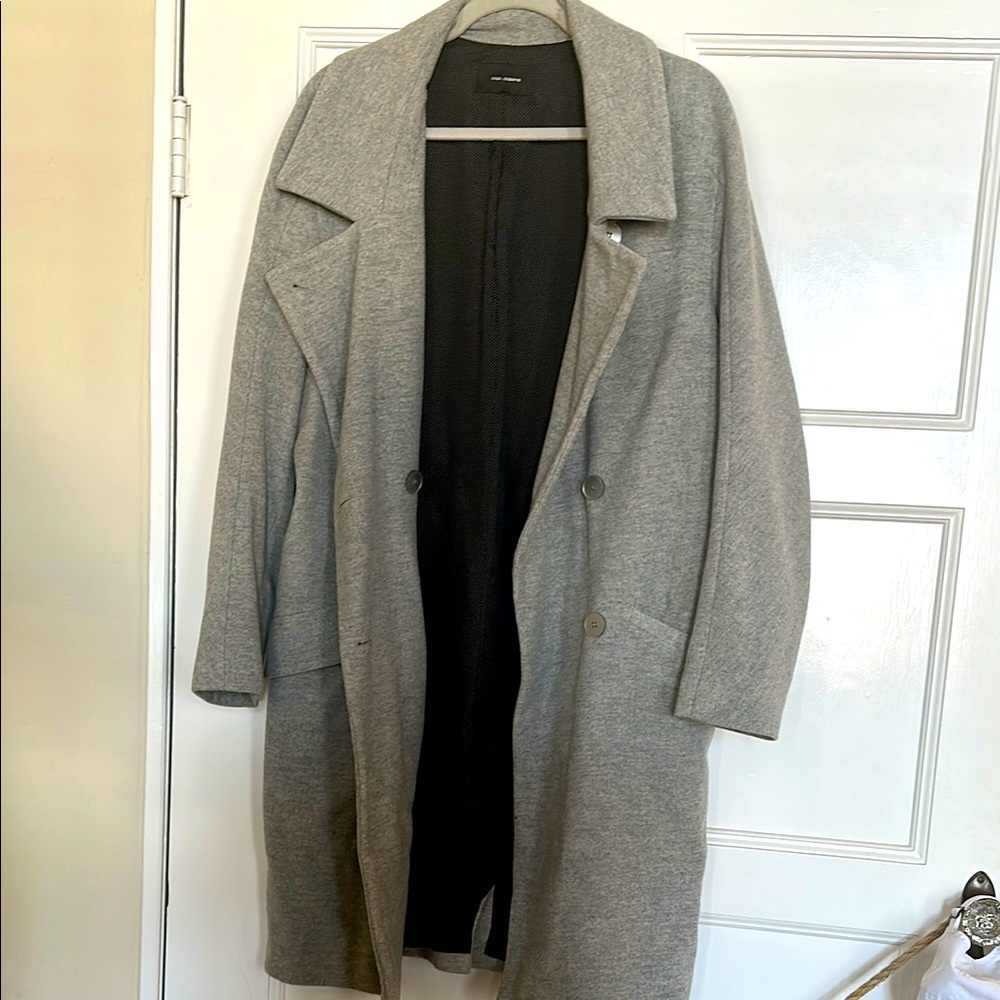Cop.Copine Black and Gray Polka Dot Lined Coat